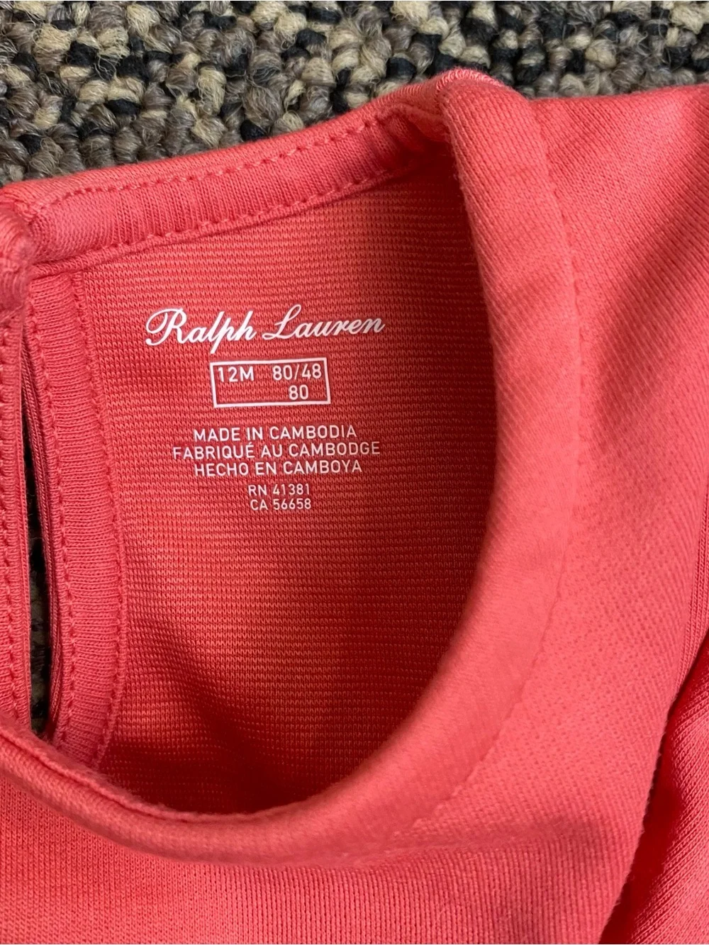 Ralph Lauren Coral Pink Ruffle Long Sleeve Dress Set with Belt Size 12 Months